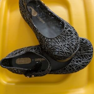 Toddler Girl Size 10 Mini Melisa Black Sparkle Shoes
